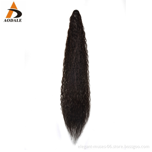 elastic band clip in synthetic headband piece afro kinky curly drawstring high synthetic hair extension ponytail for black women